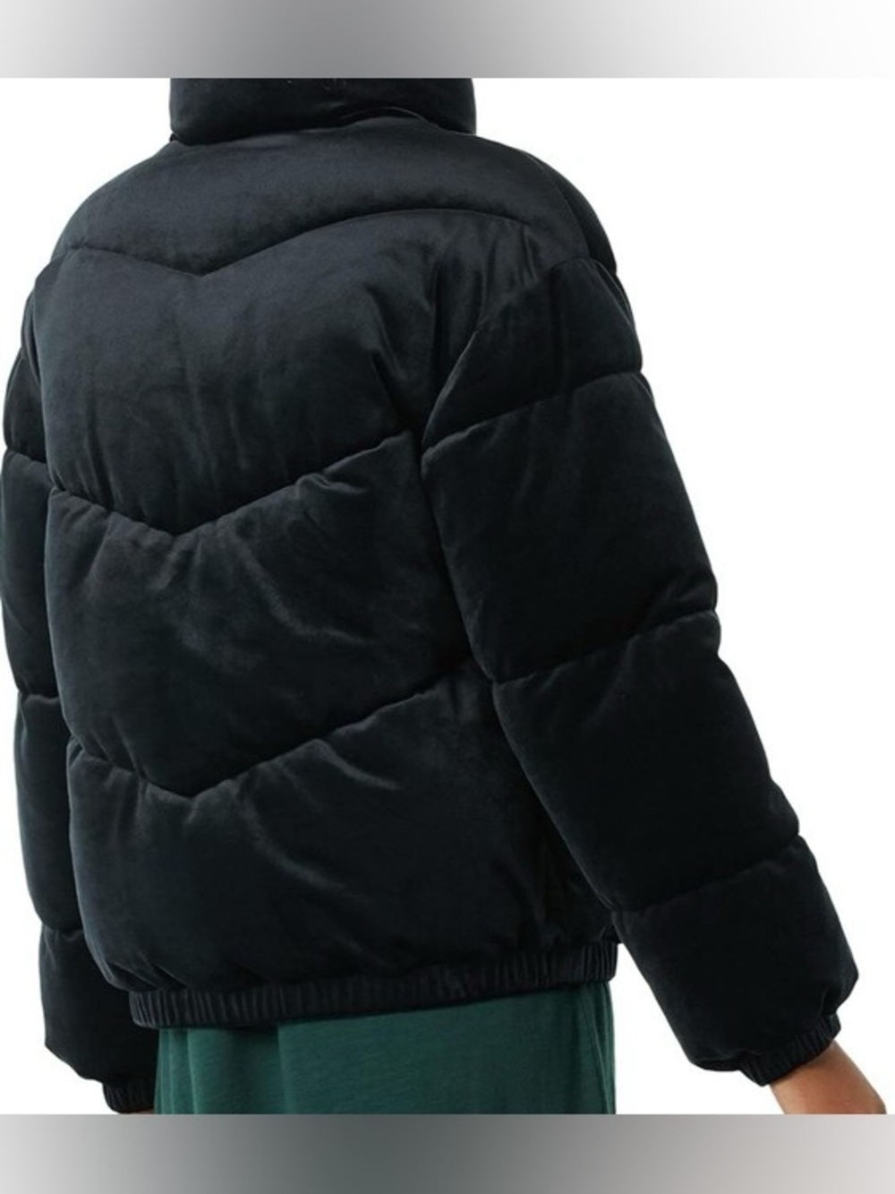 Daily Ritual Black Velvet Short Puffer Jacket Womens Sz XS Sporty Winter Outdoor